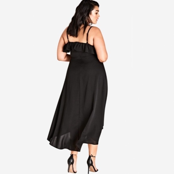 NWT City Chic Sweet Escape Spaghetti Strap Wrap Skirt Midi Dress In Black - Picture 4 of 8